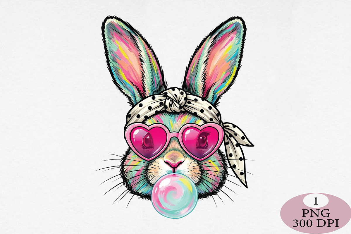 Retro Happy Easter Bunny Png, an Illustration by Daily.Designs (Photo 1 of 5)