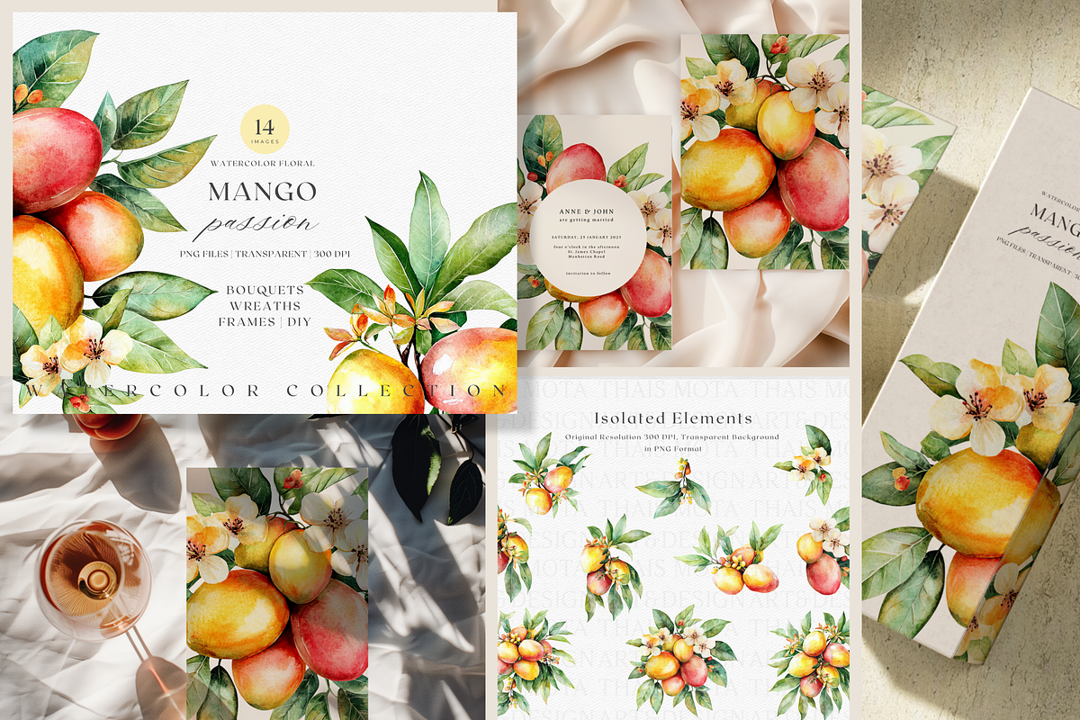 BUNDLE Watercolor Fruit and Flora, a Decorative Illustration by ThaismotaCreativeCo (Photo 5 of 14)