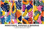 Monstera Leaves, Papayas and Bananas, a Pattern Graphic by Digital Art Creations (Thumbnail 3 of 7)