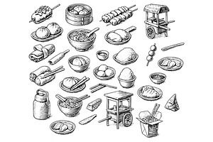 Asian Street Food Illustration, an Object Graphic by RT Studio