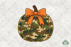 Coquette Camo Pumpkin Glitter Fall, an Illustration by Craft Nest