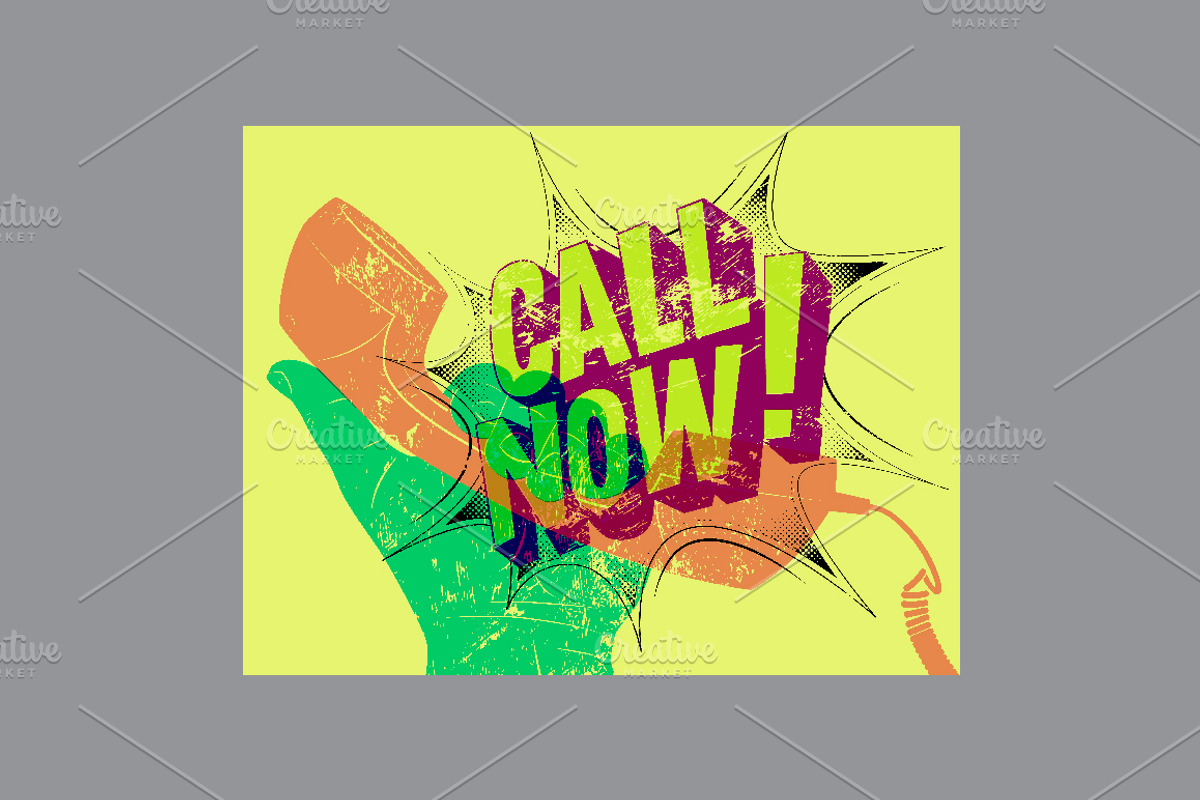 Call Now! Vector retro poster set., a Technology Illustration by PoPaShop (Photo 5 of 8)