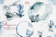 Watercolor Dragons Clipart Set, a Decorative Illustration by ArtCreationsDesign (Thumbnail 2 of 3)