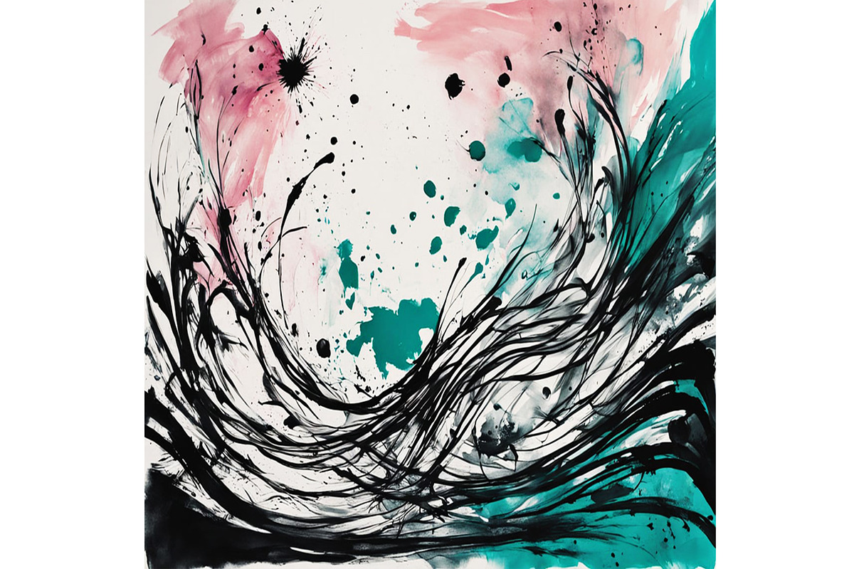 Ink Plash Teal and Pink, a Decorative Illustration by Sharon Schwalbe (Photo 2 of 2)