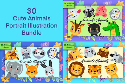 Cute Animals Portrait Bundle