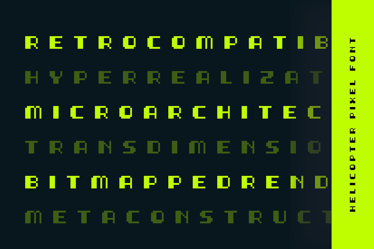 Helicopter – Pixel Display Typeface, a Font by alpercakici (Photo 13 of 14)