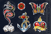 Traditional Tattoo Vector Pack, a Decorative Illustration by Vecster (Thumbnail 3 of 14)