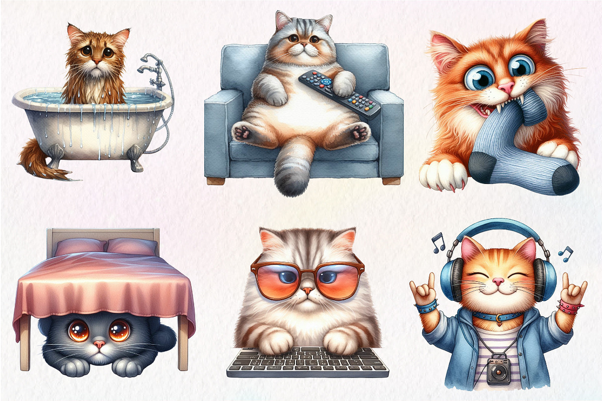 Funny Meme Cats Sublimation Clipart, an Illustration by CreationArt (Photo 5 of 5)