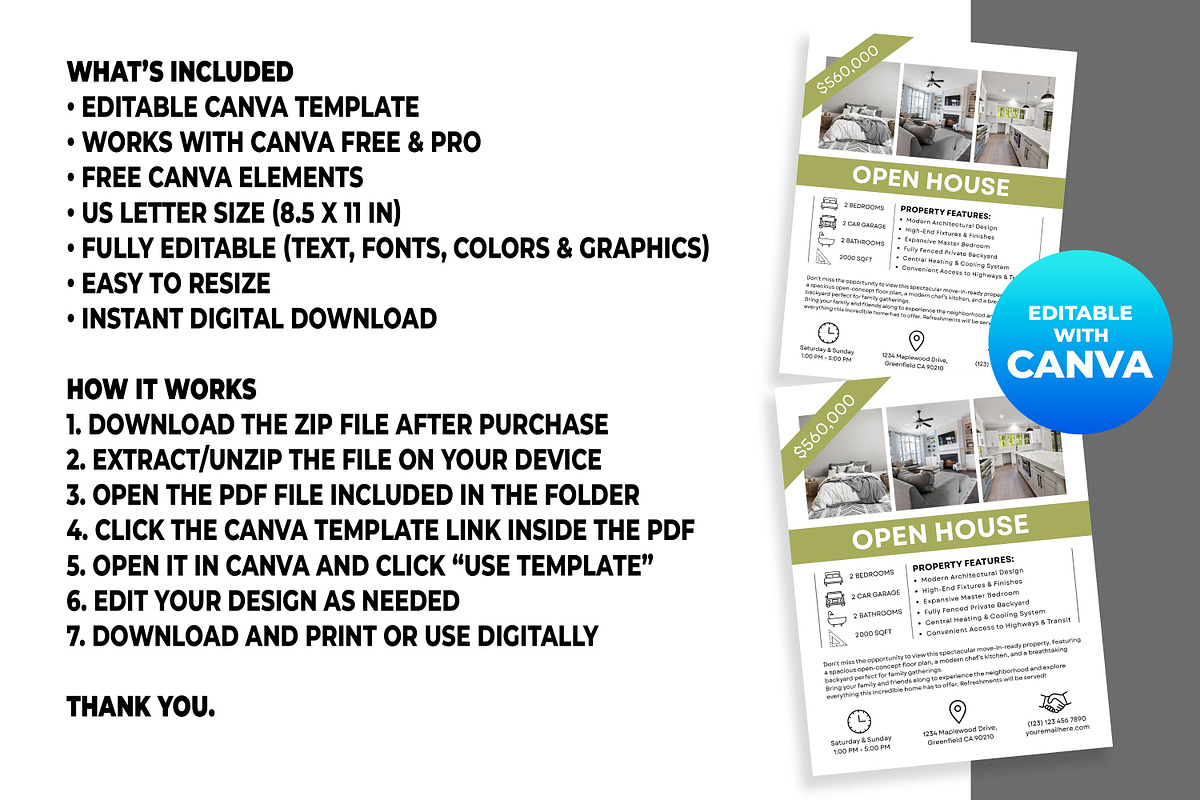 Open House Flyer Canva Template, a Flyer Template by M9 Design (Photo 5 of 5)