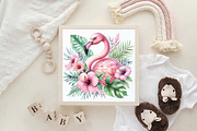 Summer Flamingo Garden Clipart, an Illustration by CraftArtStudio (Thumbnail 6 of 6)