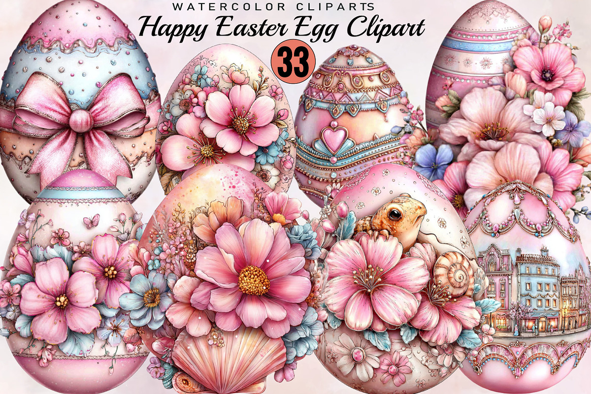 Happy Easter Egg Clipart Bundle., an Illustration by SVGArt (Photo 1 of 8)