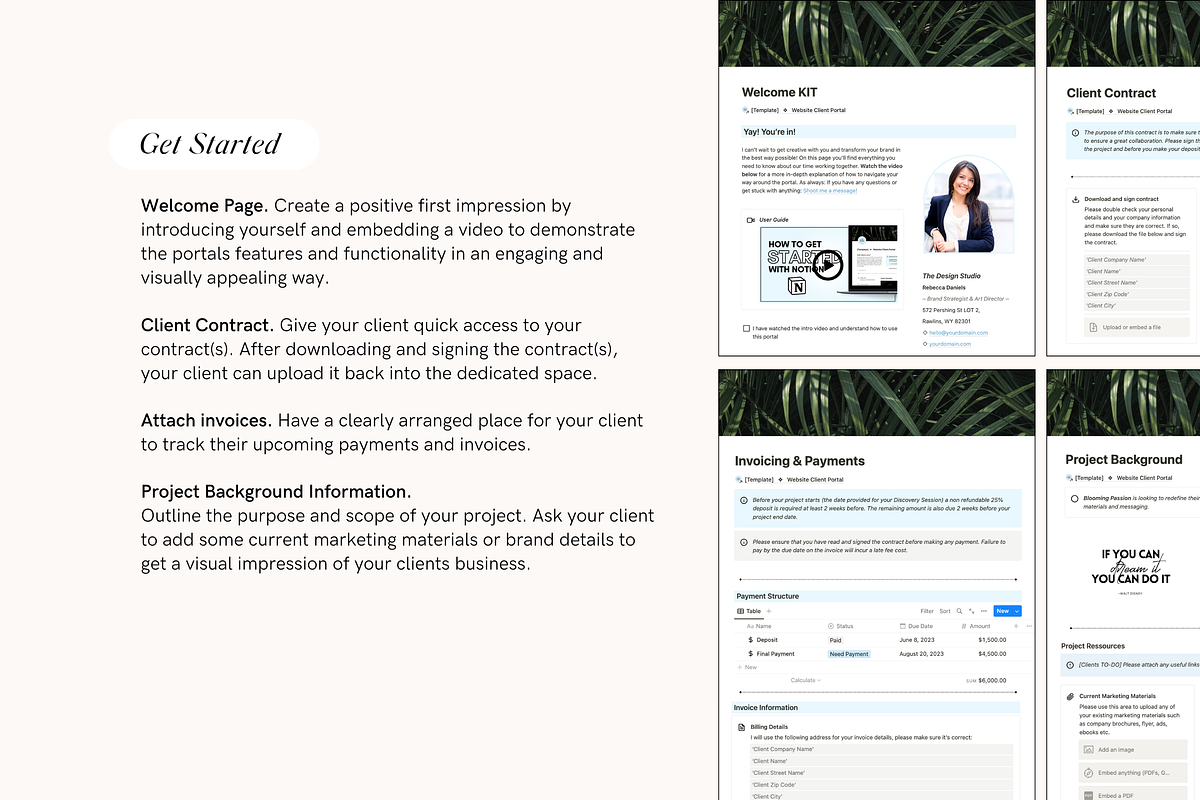 Notion Client Portal Project Planner, a Stationery Template by TheCoastlineStudio (Photo 6 of 10)