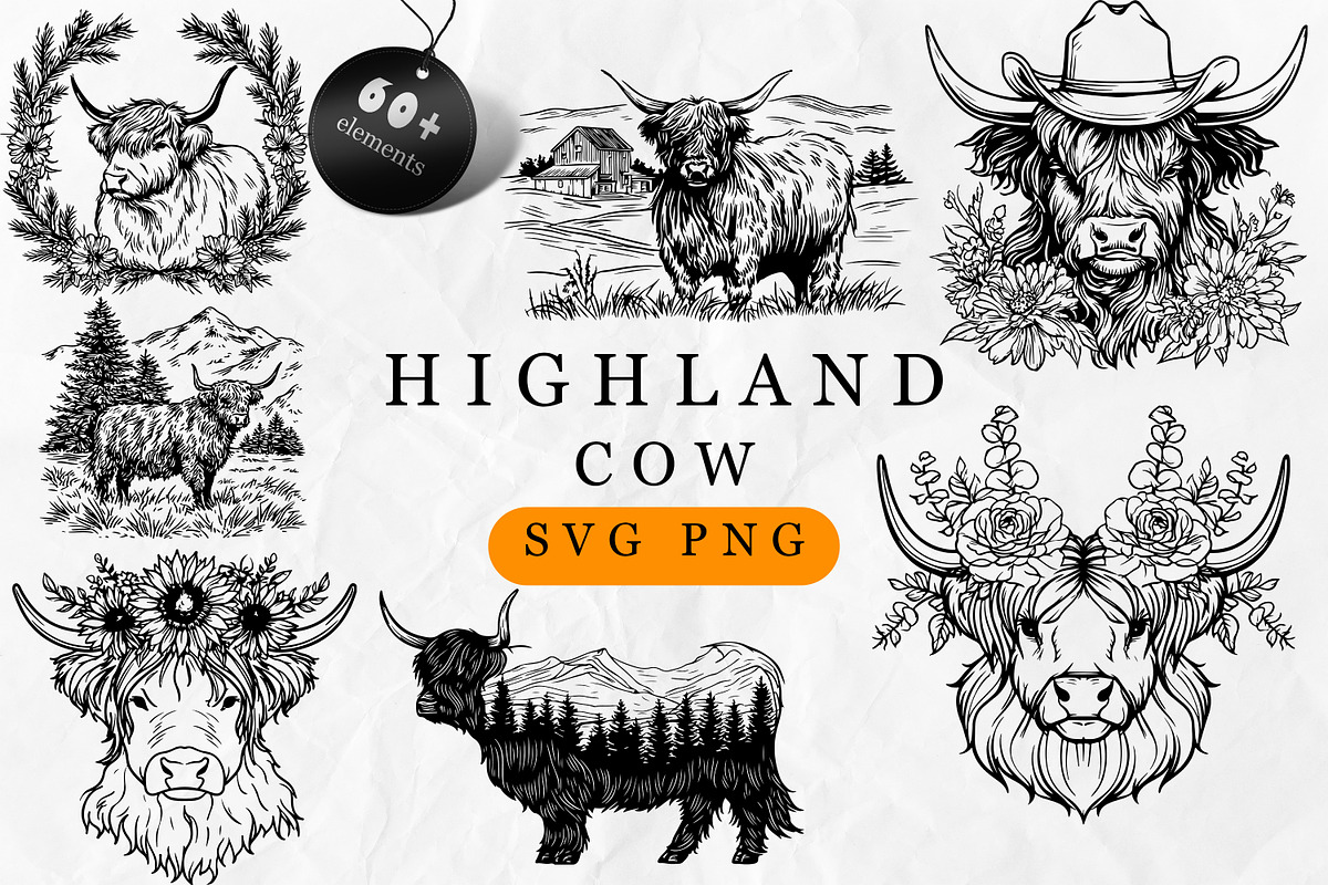 Highland Cow SVG, an Object Illustration by Dervik Art Store (Photo 1 of 4)