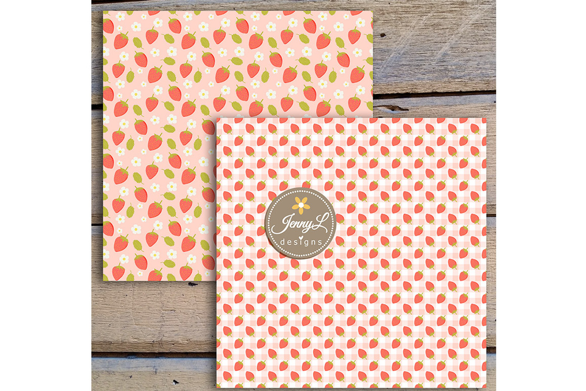 Strawberry Seamless Digital Papers, a Pattern Graphic by JennyL Designs (Photo 5 of 6)