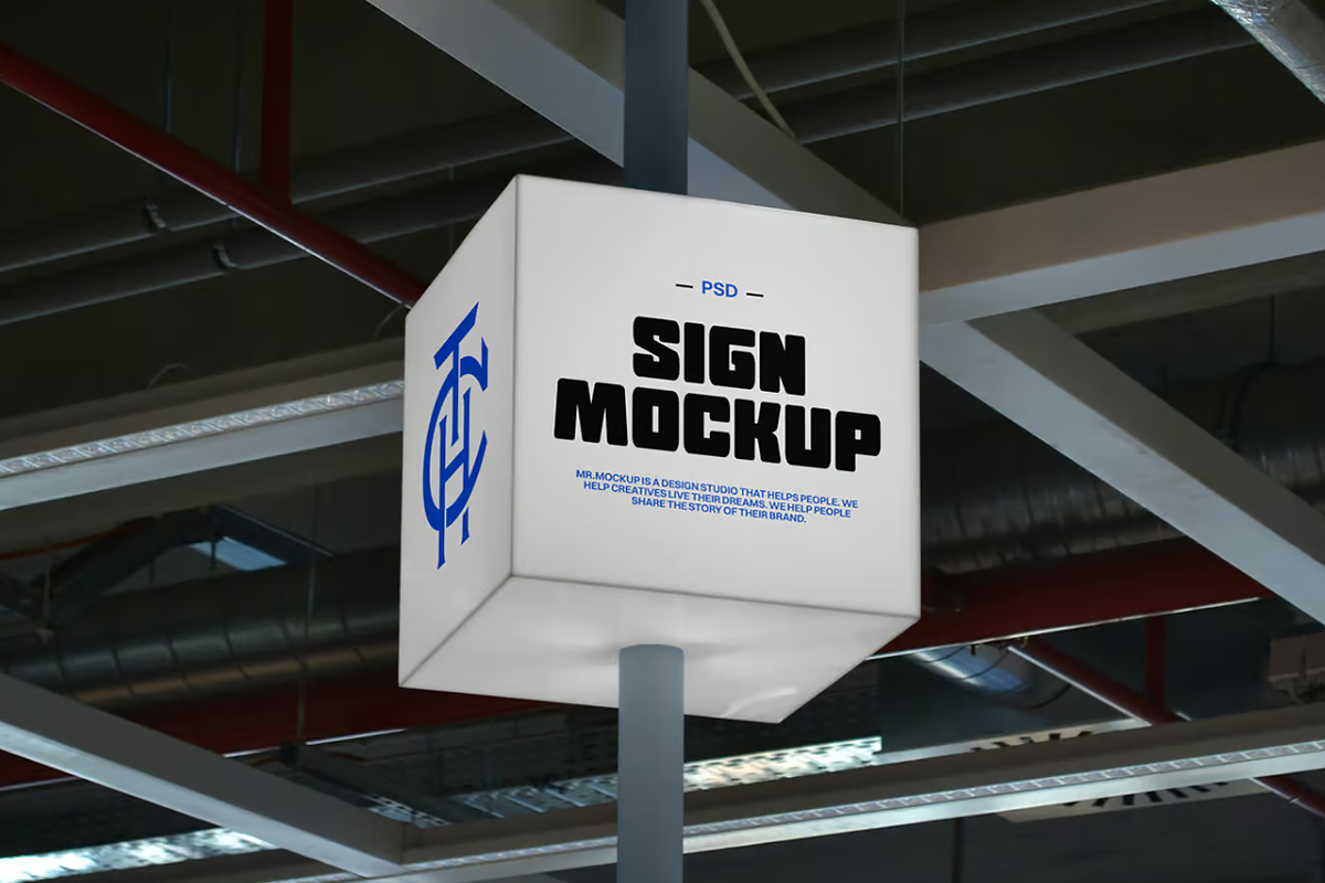 Square Shape Signage Mockup, an Advertising Mockup by INDERNEILk