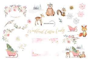 Winter Woodland Cotton Candy Clipart