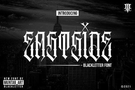 Eastside | Blackletter font, a Blackletter Font by Muntab_Art