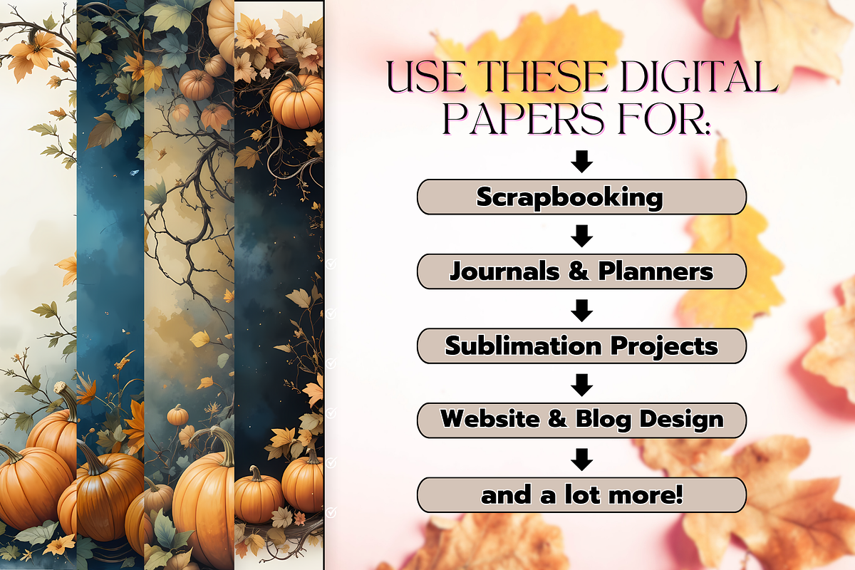 Fall Pumpkin Digital Paper Pack, a Background Graphic by LumiDigiPrints (Photo 3 of 7)
