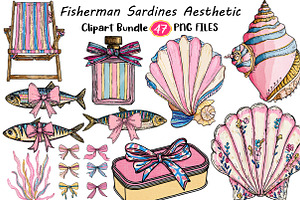 Fisherman Sardines Aesthetic Clipart, an Illustration by Digital Artistic99