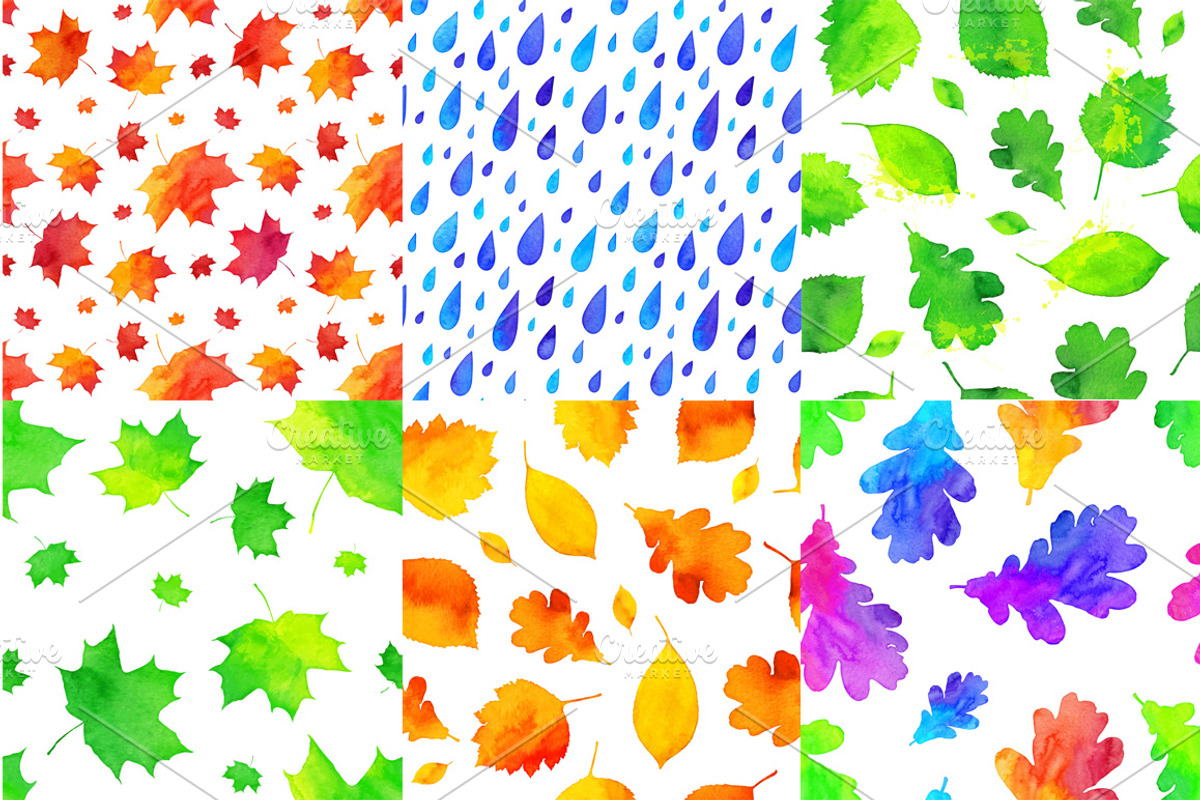 8 vector watercolor autumn patterns, a Pattern Graphic by Art of Sun (Photo 2 of 3)