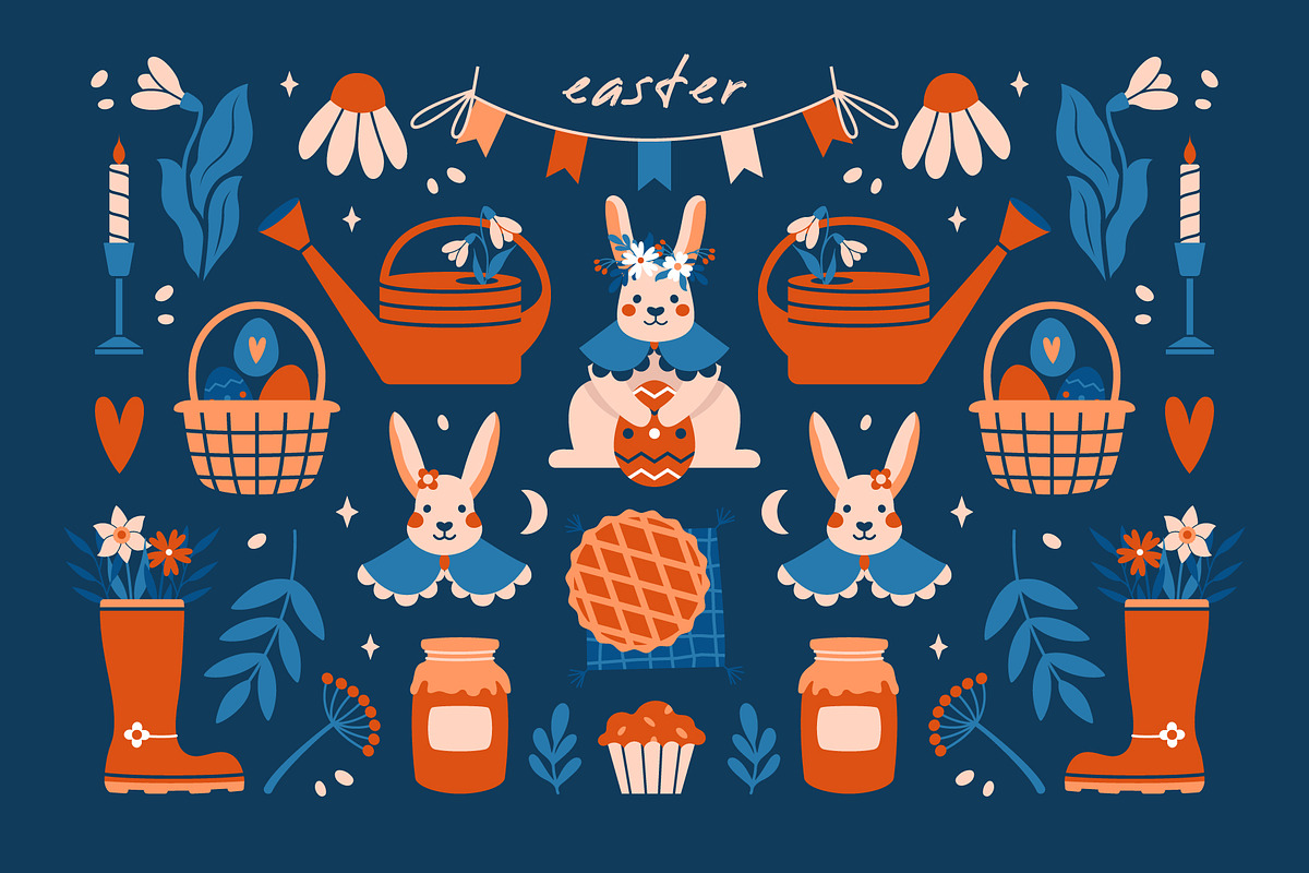 Happy Easter Day. Decorative Set., a Seasonal Illustration by Renberrry.Store (Photo 5 of 10)