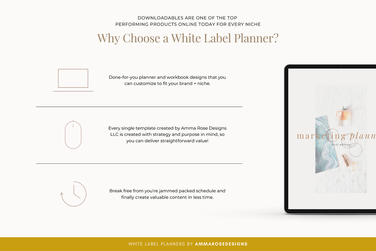 White Label Marketing Planner, a Stationery Template by ammarosedesignsllc (Photo 2 of 10)