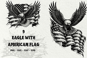 Patriotic Eagle Engraving Graphics, a Seasonal Illustration by DENIDigitalArtSudio