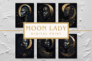 Moon Lady Digital Wall Art Prints, a Person Illustration by Traveling Designer (Thumbnail 1 of 2)