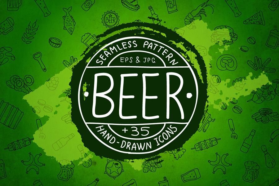 Beer Pattern, a Pattern Graphic by chekart