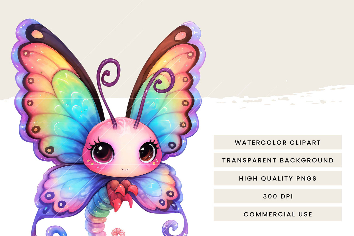 Watercolor Cute Butterflies Clipart, an Animal Illustration by Design Scotch (Photo 9 of 10)