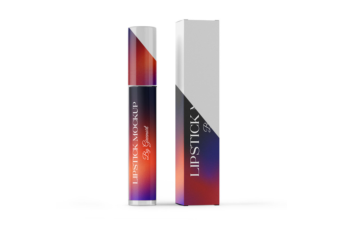 Lipstick Tube with Box Mockup, a Product Mockup by Green Art (Photo 2 of 5)