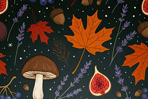 Autumnal Nature Pattern, a Decorative Illustration by Virgo Studio