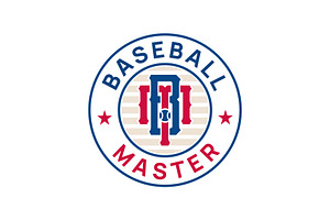 Letter BM Baseball Badge Logo