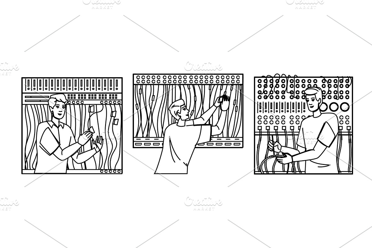 construction labeling cables, an Illustration by pikepicture
