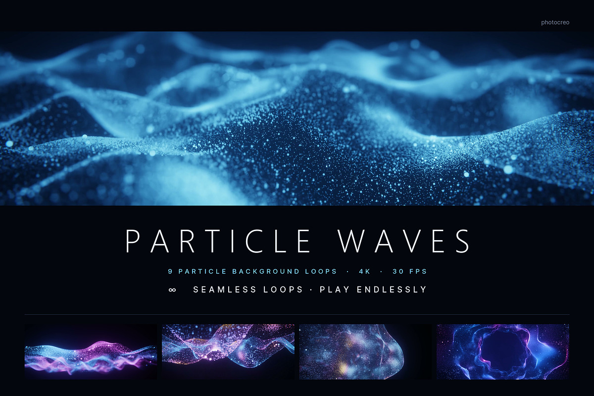 Particle Waves - 9 4K Loops, a Background Graphic by Photocreo Michal Bednarek (Photo 1 of 6)