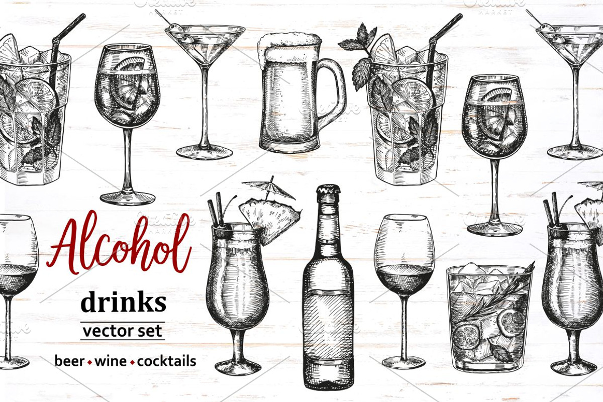 Cocktails and alcohol drinks, a Food Illustration by natadanko (Photo 1 of 5)