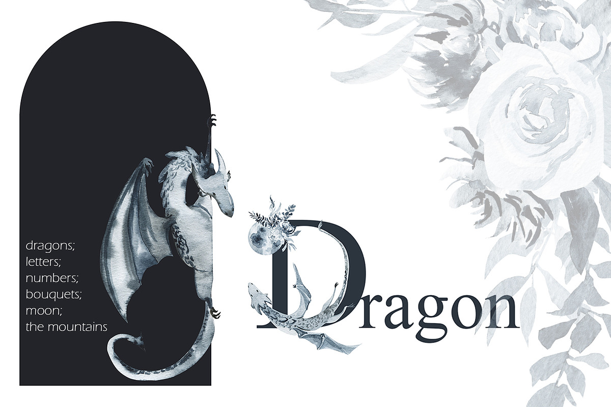 Twilight dragon, an Illustration by Love Watercolor Store (Photo 1 of 10)