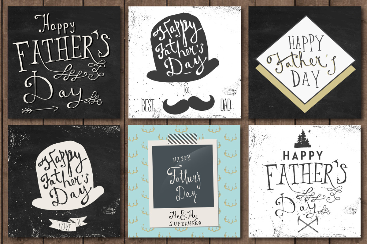 Father's Day Posters & Cards Set, a Card Template by Le Chernina (Photo 2 of 3)