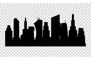 The Silhouette Of The City In A Flat