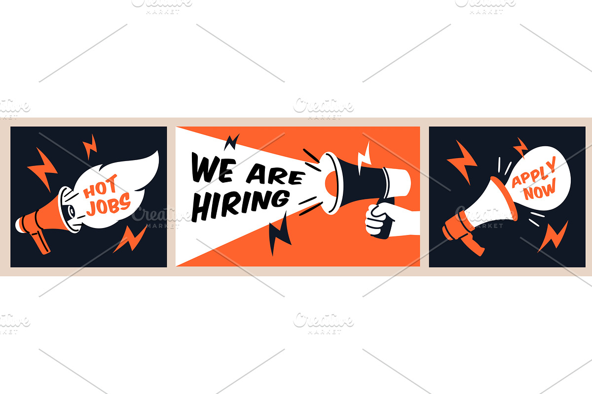 Megaphones advertising cards, an Object Illustration by YummyBuum