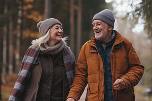 Senior couple smiling and holding, a Person Photo by MistyDay