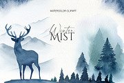 Winter forest watercolor clipart, an Animal Illustration by Color Hugs Art (Thumbnail 1 of 10)