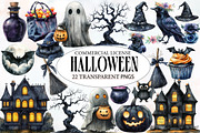 Watercolor Halloween Clipart, an Illustration by Designworld (Thumbnail 1 of 6)