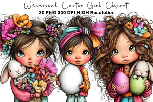 Whimsical Easter Girl Clipart, an Illustration by Black Bird Studio