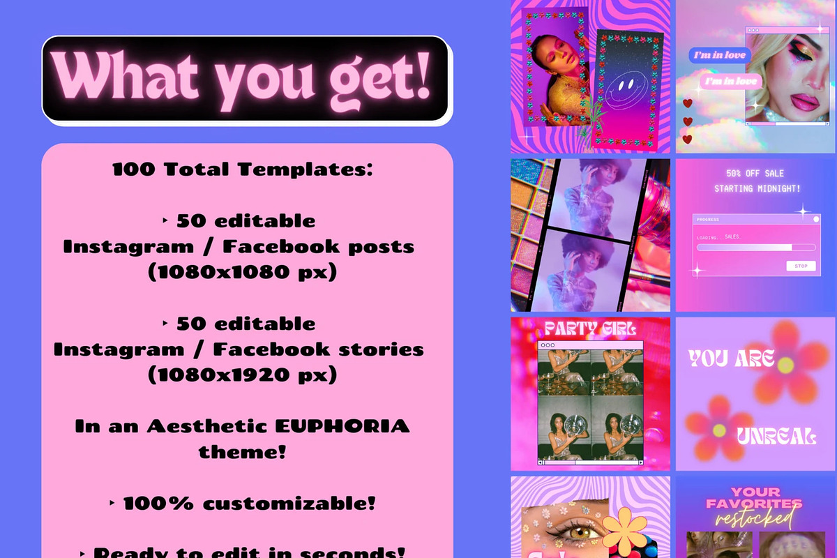 EUPHORIA AESTHETIC IG Template, a Social Media Template by PLANETSEL (Photo 2 of 6)