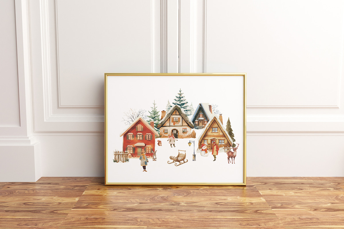 Winter Christmas Village, a Seasonal Illustration by heyiamalice (Photo 4 of 16)