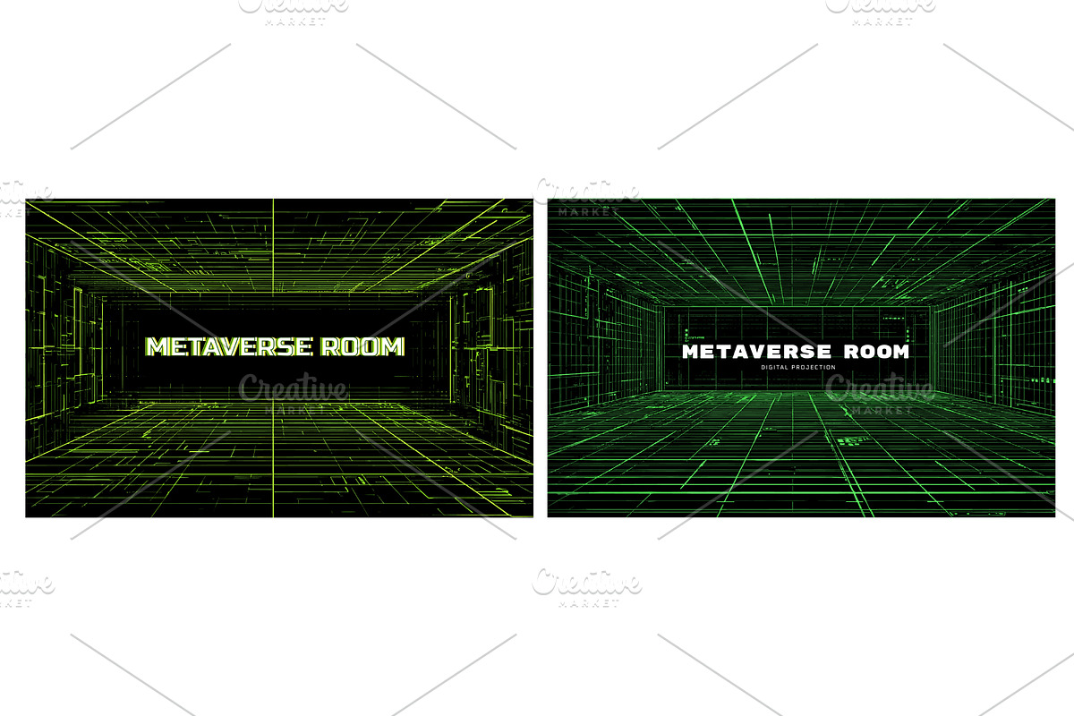 Hud grid room. 3d digital metaverse, a Technology Illustration by Stock-Smart-Start