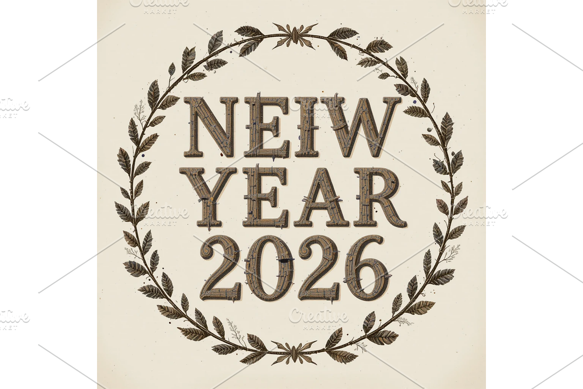 Old Vintage New Year 2026 Clipart, a Seasonal Illustration by Creative design (Photo 3 of 7)