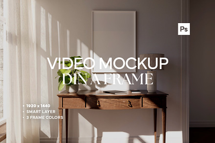 Frame Video Mockup Desk PSD