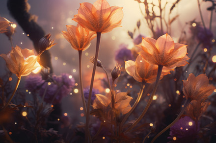Ethereal underwater scene featuring delicate blossoms drifting amidst the seren, an Abstract Photo by Natalia Klenova's Shop